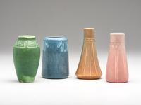 Four Carved and Mat Vases