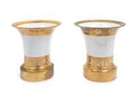 A Pair of Continental Porcelain Trumpet Vases