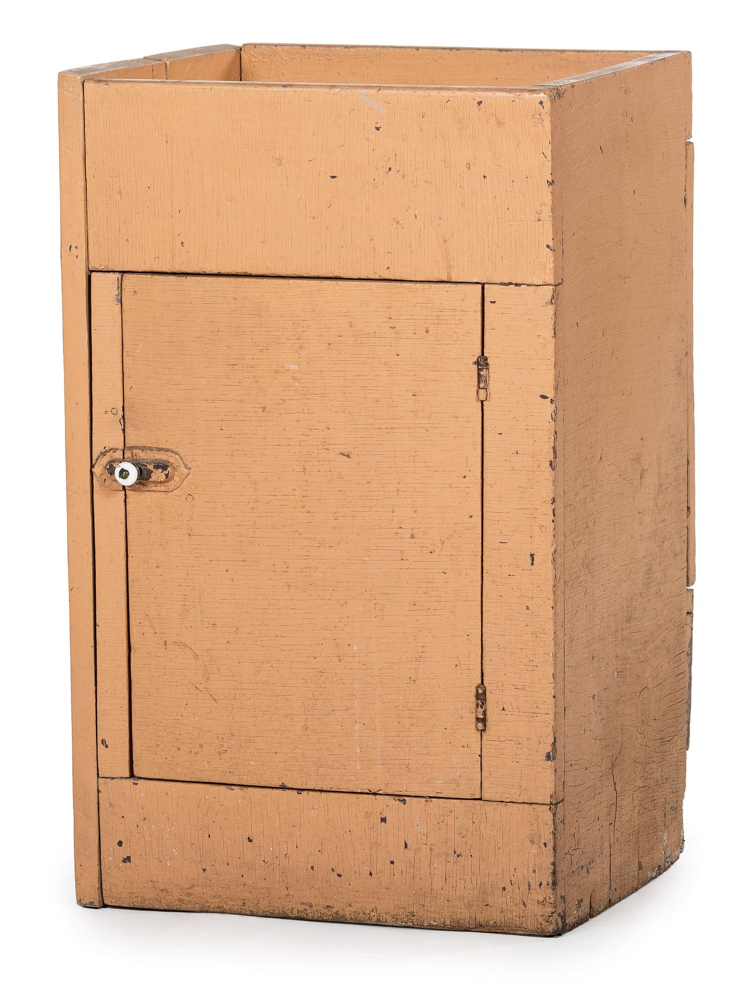 A Country Peach Painted Pine Diminutive Dry Sink