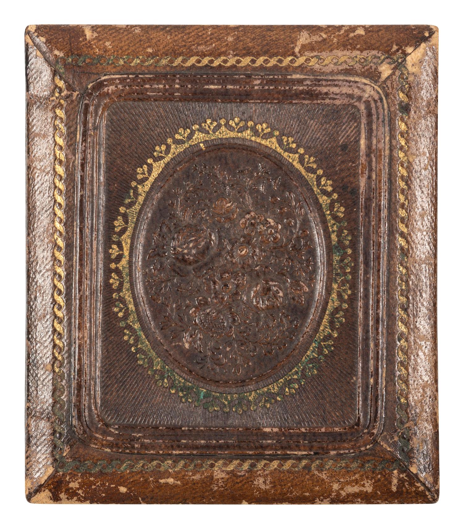 [EARLY PHOTOGRAPHY]. Sixth plate daguerreotype portrait of a man with a telescope, with letter from Eben Seavey of Scarborough, Maine referencing a Captain Elisha Newcomb.