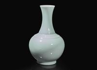 A Chinese "Claire de Lune" glazed bottle vase, Xuantong mark and possibly of the period 天藍釉賞瓶 宣統款 或清宣統