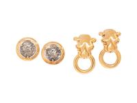 COLLECTION OF YELLOW GOLD EARCLIPS