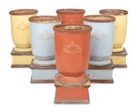 Three Pairs of Glazed Ceramic Palnters on Stands