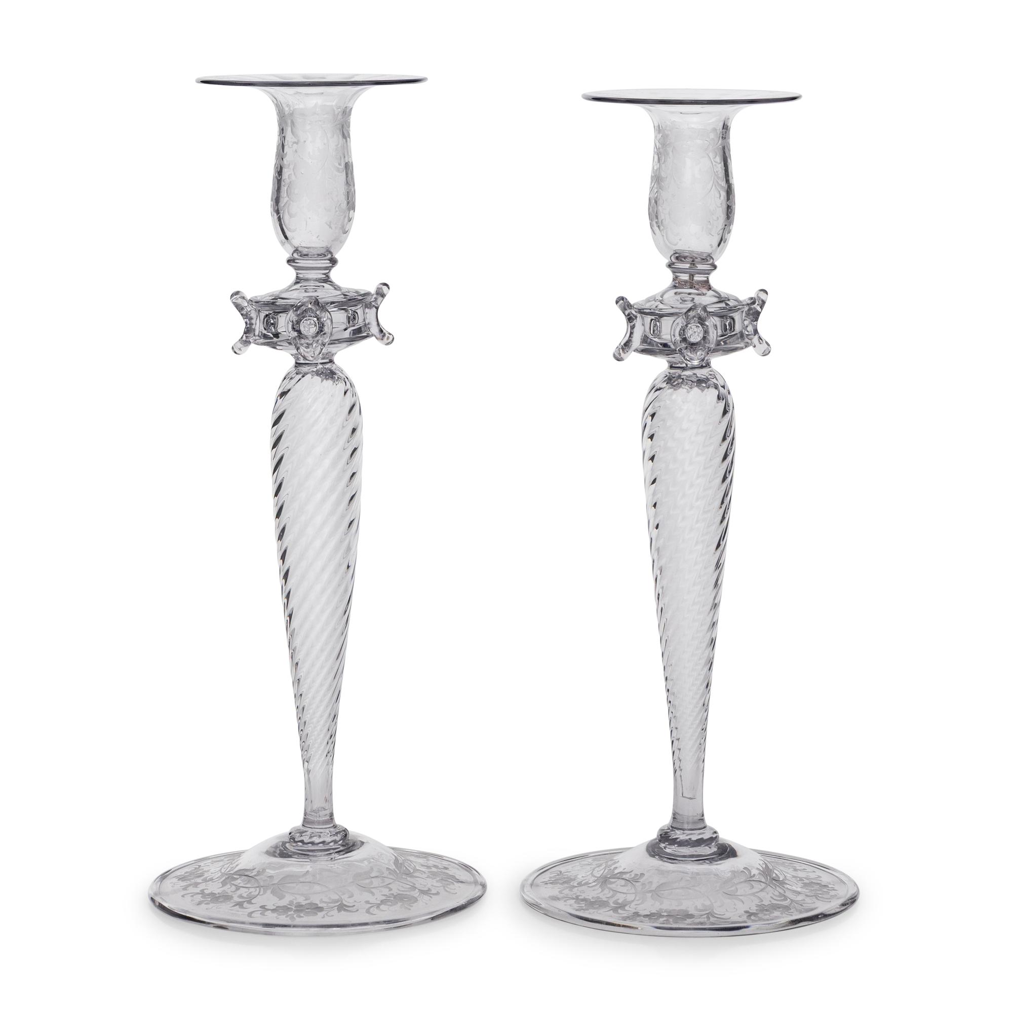Pair of Murano Glass Candlesticks