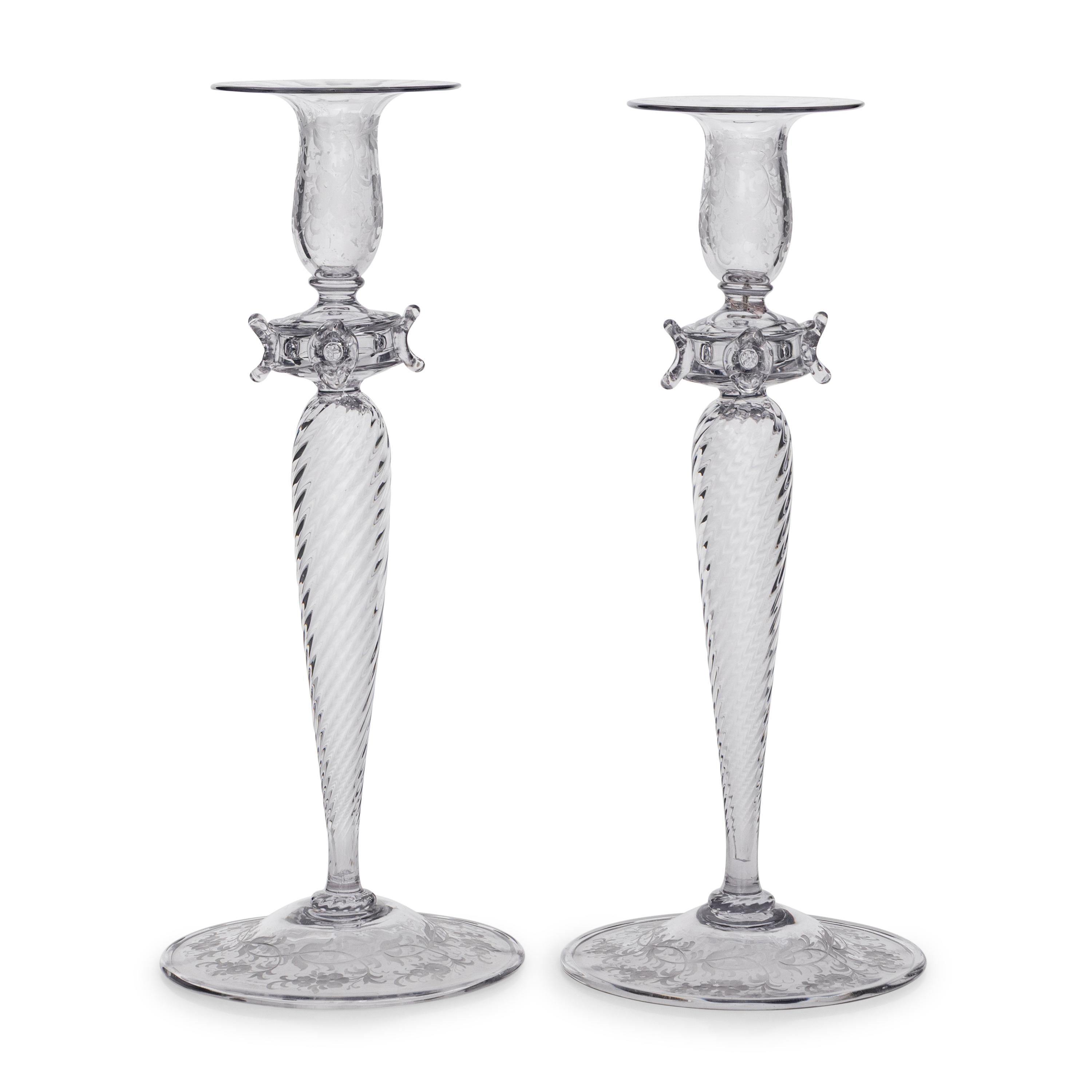 Pair of Murano Glass Candlesticks