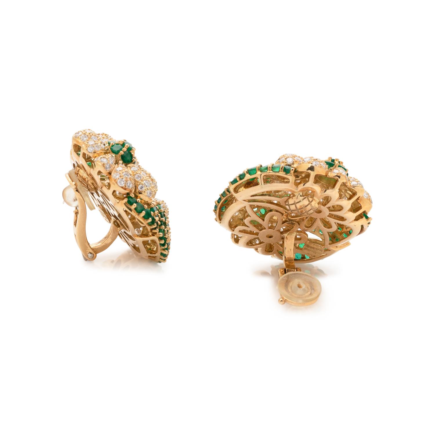 SABBADINI, DIAMOND AND EMERALD EARCLIPS