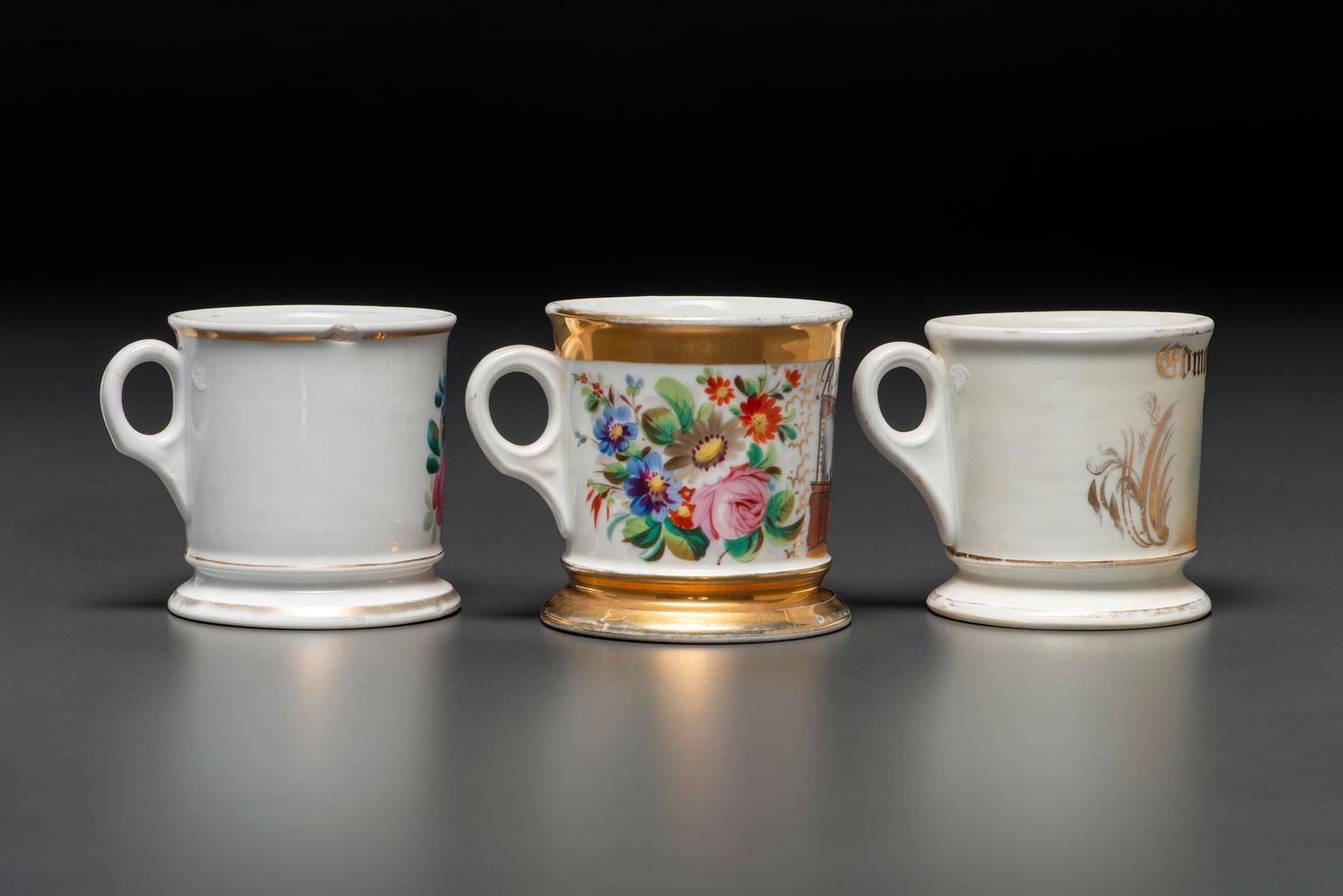Three Barber's Porcelain Occupational Shaving Mugs
