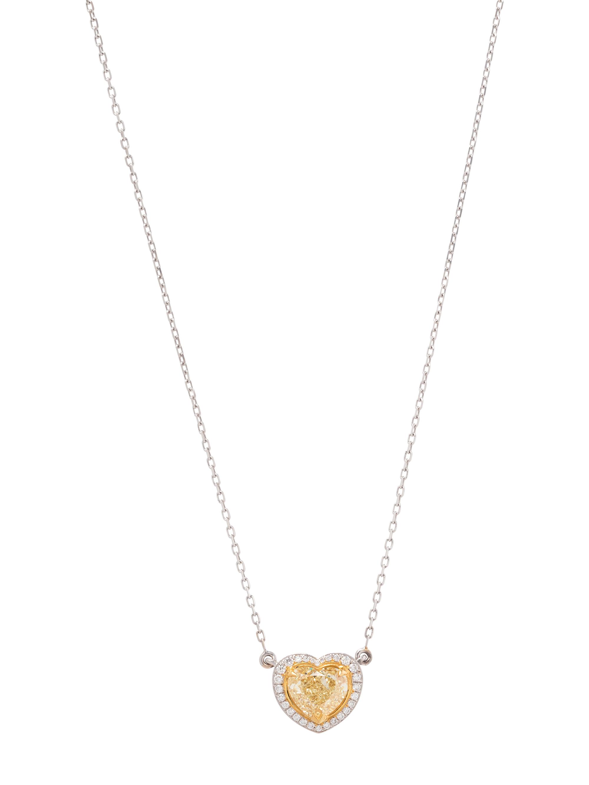 FANCY LIGHT YELLOW DIAMOND AND DIAMOND PENDANT/NECKLACE