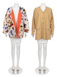 Two Hermès Jackets: One Printed Butterfly and One Suede, 1980-90s