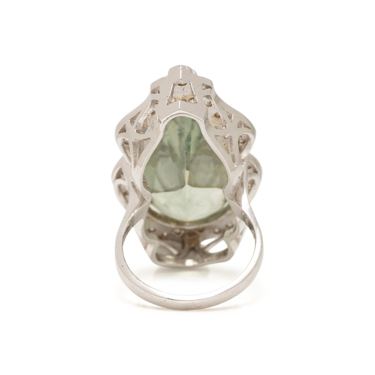 PRASIOLITE AND DIAMOND RING