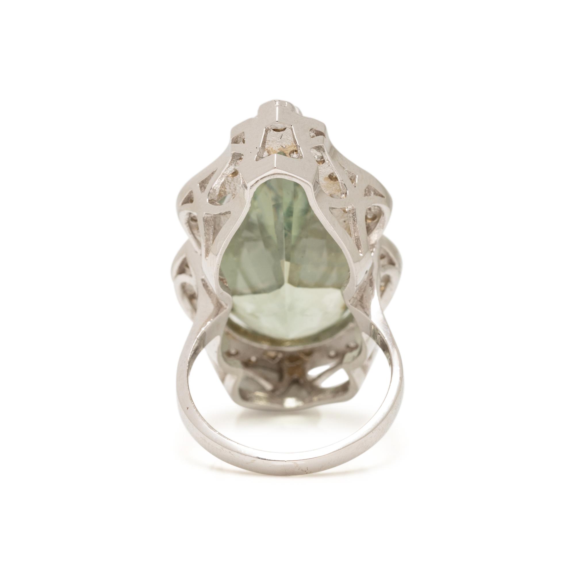 PRASIOLITE AND DIAMOND RING