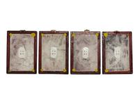 A Set of Four Chinese Export Gilt and Enameled Erotic Porcelain Plaques
