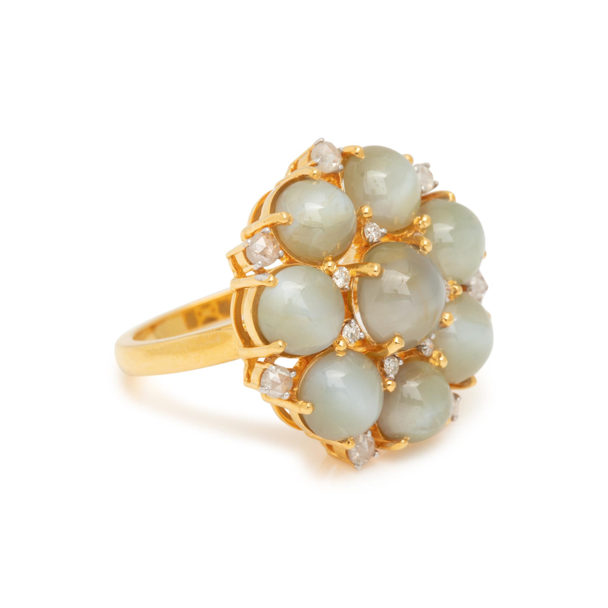 CAT'S EYE CHRYSOBERYL AND DIAMOND RING