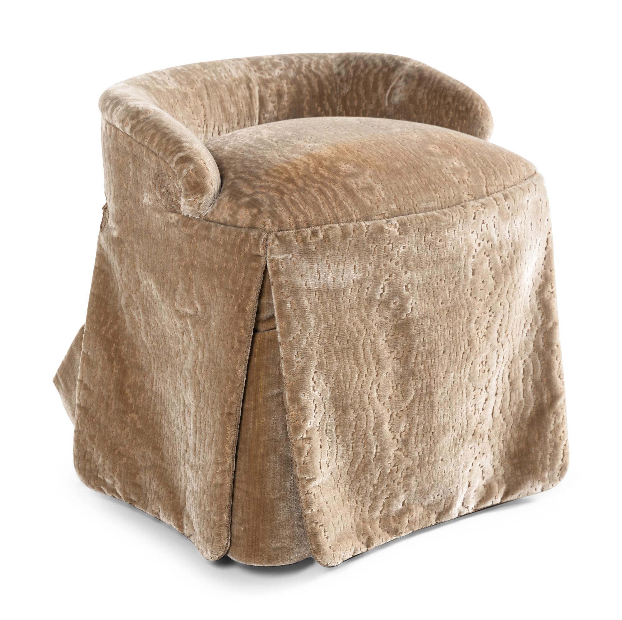 A Brusic Rose Velvet Upholstered Dressing Table Chair