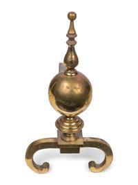 An English Brass Fireplace Fender and Pair of Andirons