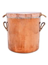 An English Copper Stock Pot with Cover and Brass Handles