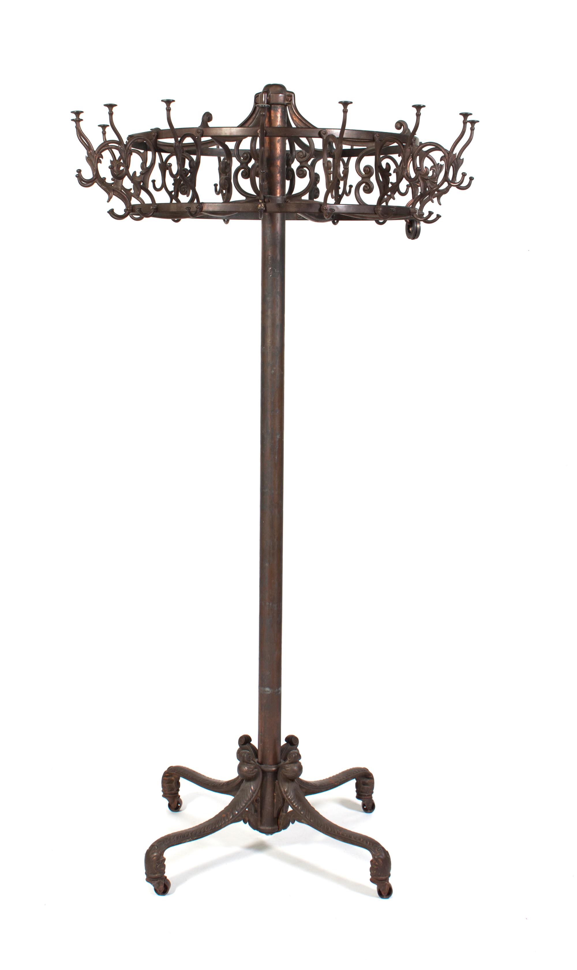 A Cast Iron Coat Rack Height 77 inches.