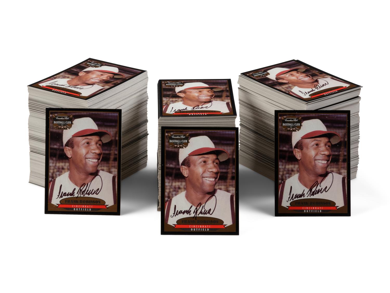 A Group of 675 Frank Robinson Signed Canadian Club Baseball Cards,