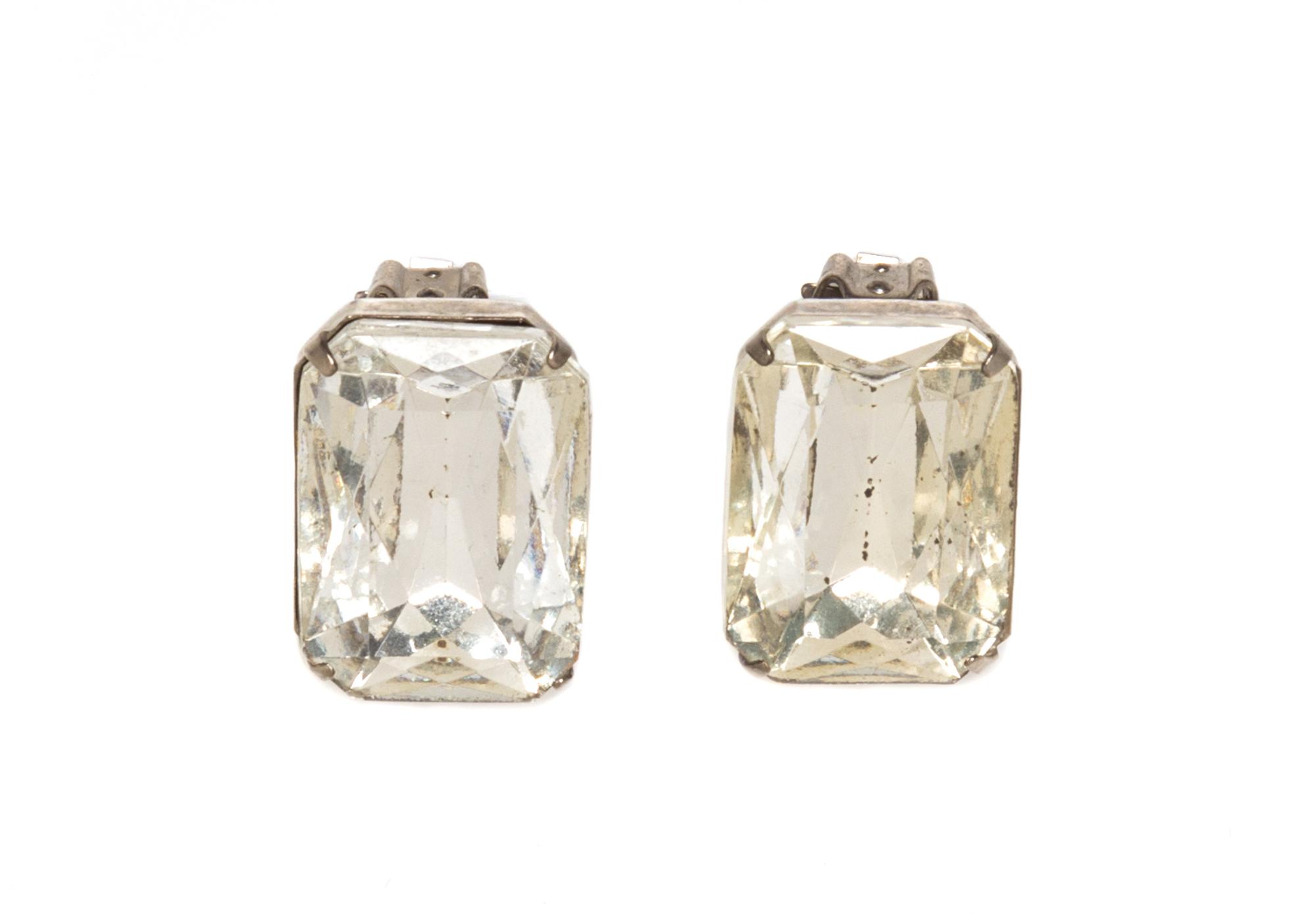 A Pair of Yves Saint Laurent Rhinestone Earclips,