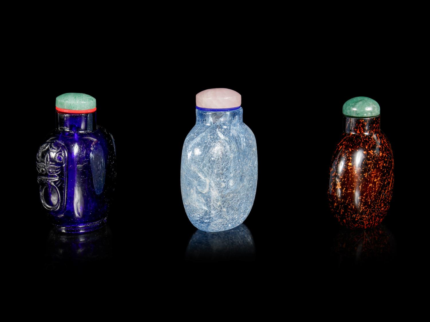 Three Chinese Glass Snuff Bottles