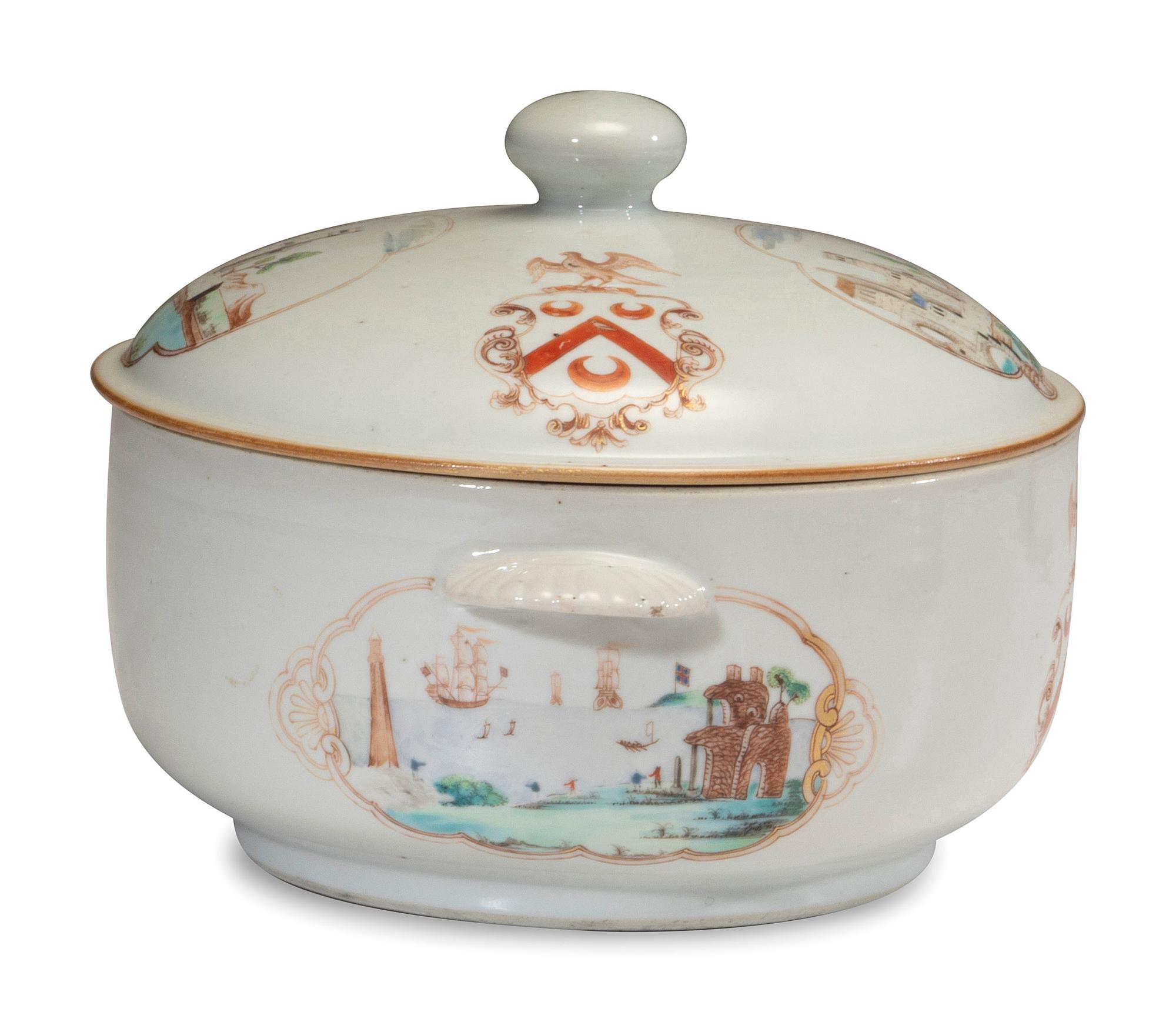 Twelve Chinese Export Pole Family Armorial Porcelain Articles