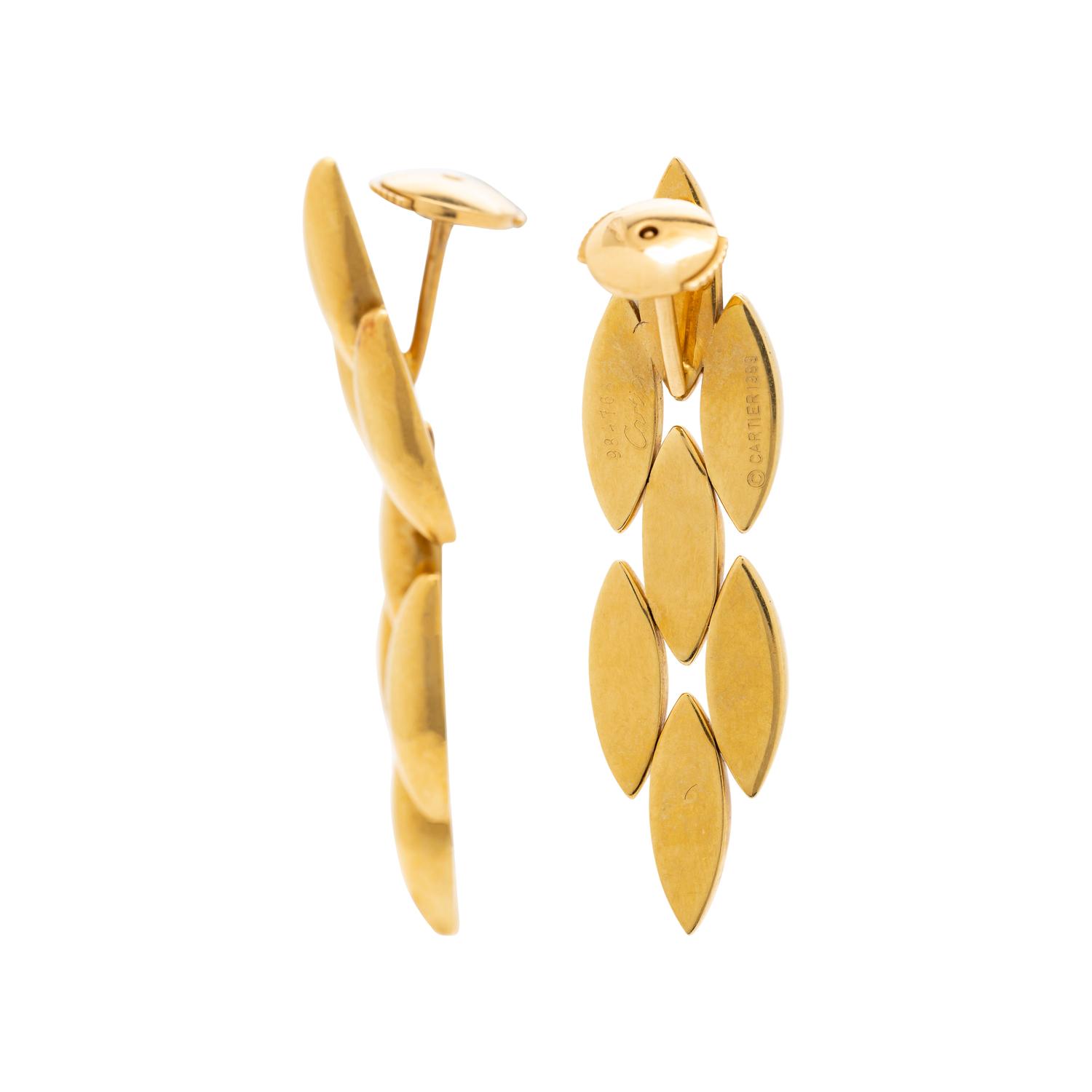 CARTIER, YELLOW GOLD 'GENTIANE' EARRINGS
