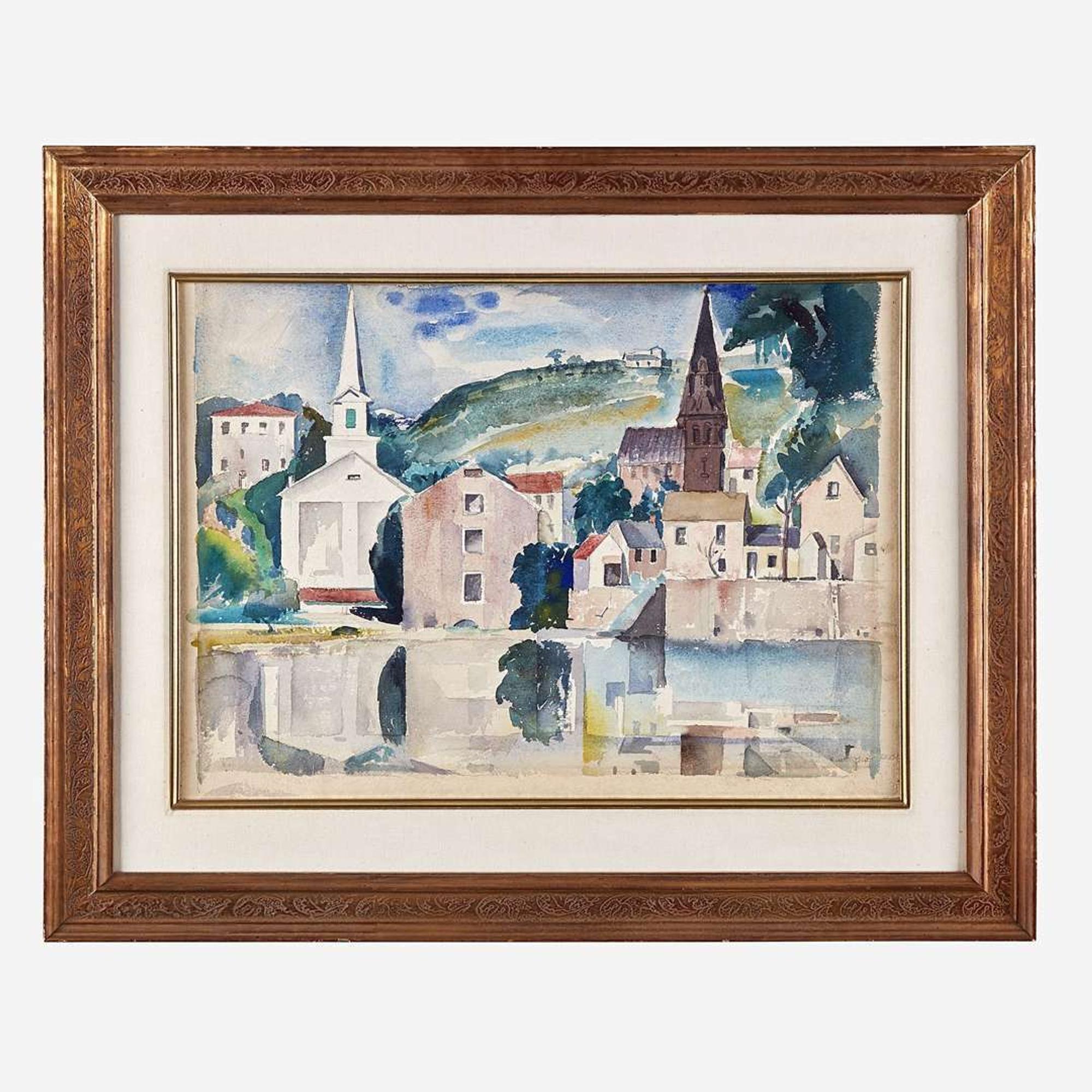 Susette Inloes Schultz Keast (American, 1892-1932) View of Lambertville from New Hope