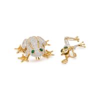 TWO DIAMOND AND GOLD FROG BROOCHES