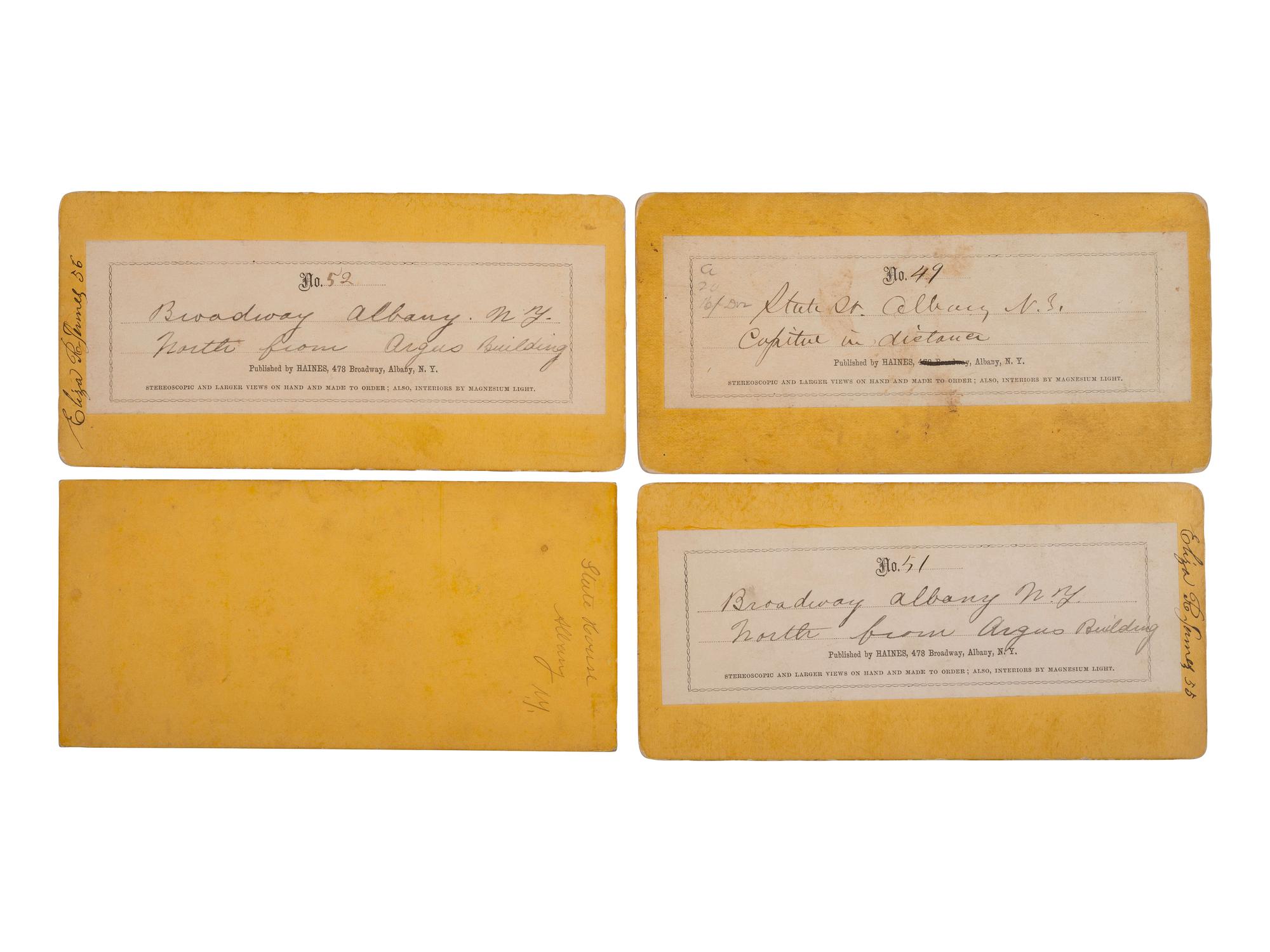 [LINCOLN FUNERAL]. A group of 4 stereoviews featuring buildings draped in mourning, incl. 3 credited to Haines, Albany, NY.