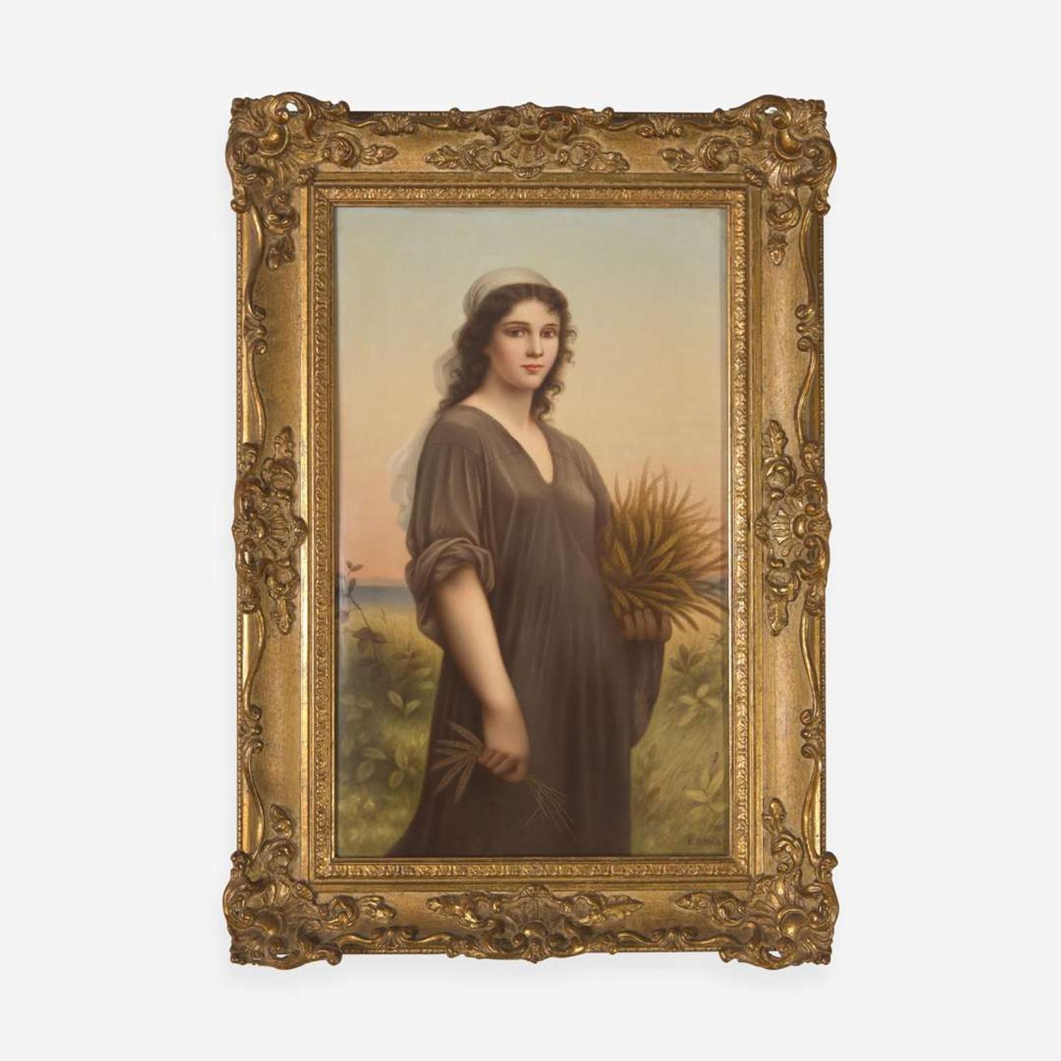 A KPM painted porcelain plaque depicting Ruth late 19th century