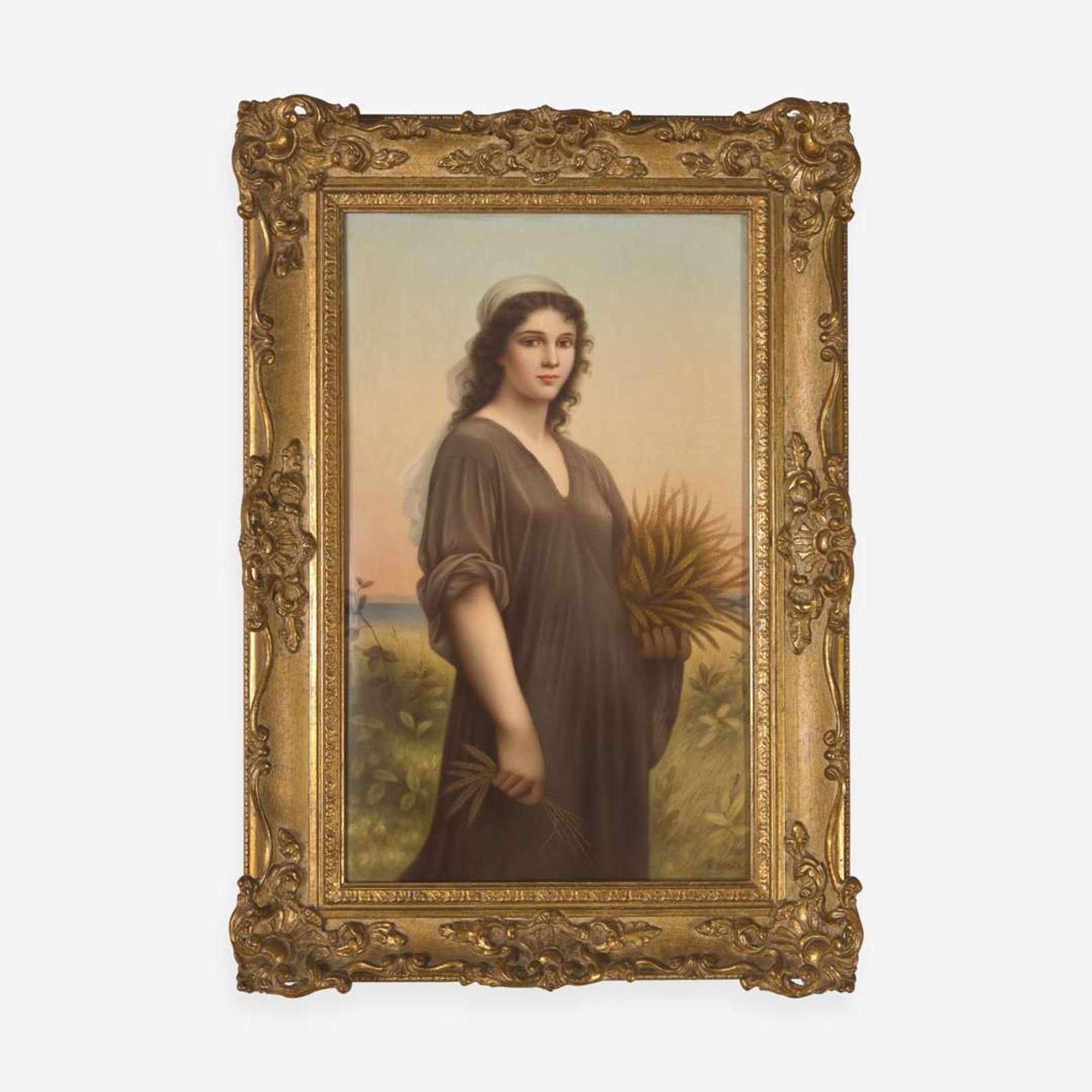 A KPM painted porcelain plaque depicting Ruth late 19th century