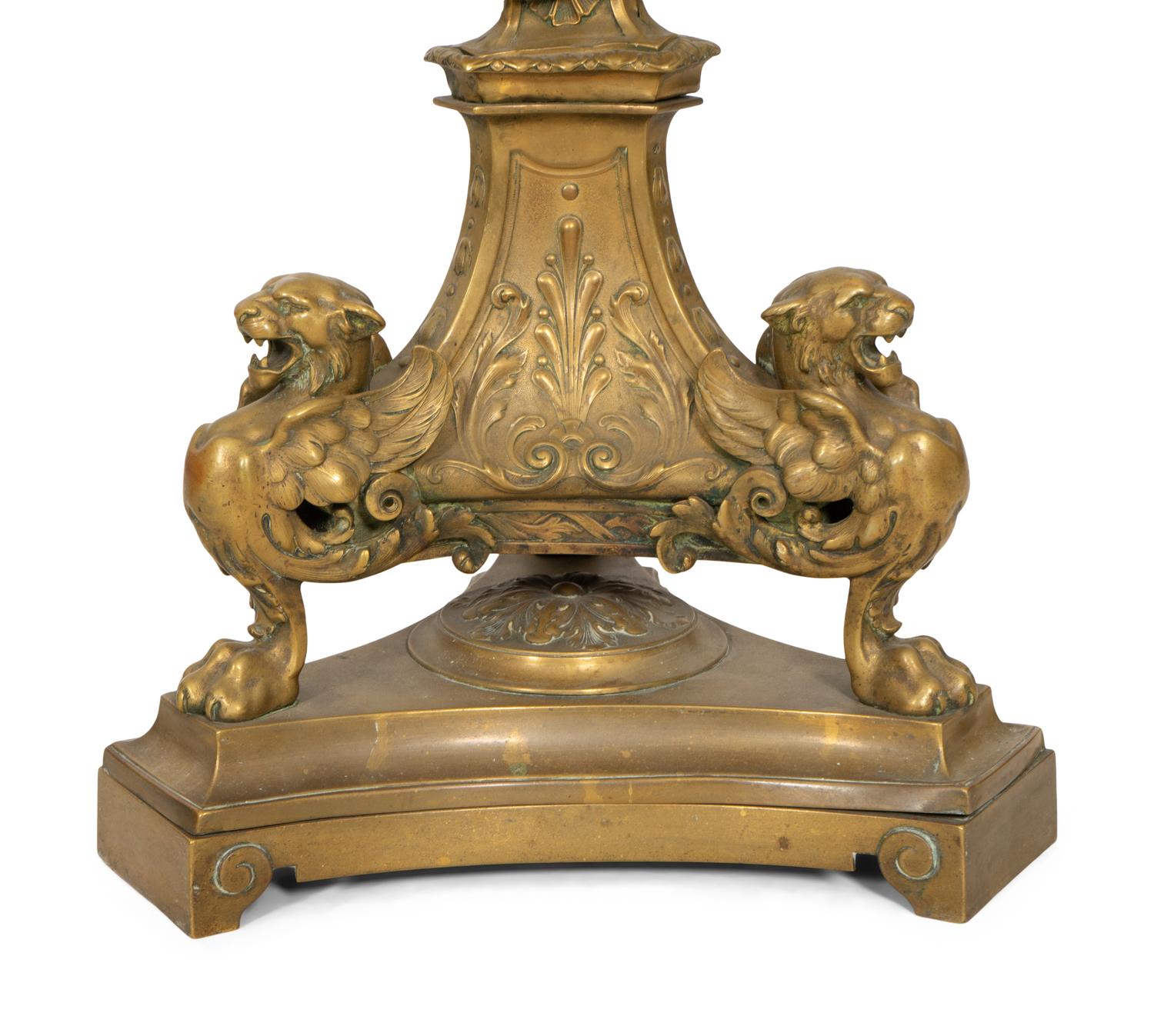 A Large Continental Bronze Pricket Lamp