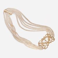 A Multi-Strand Pearl and Diamond Necklace