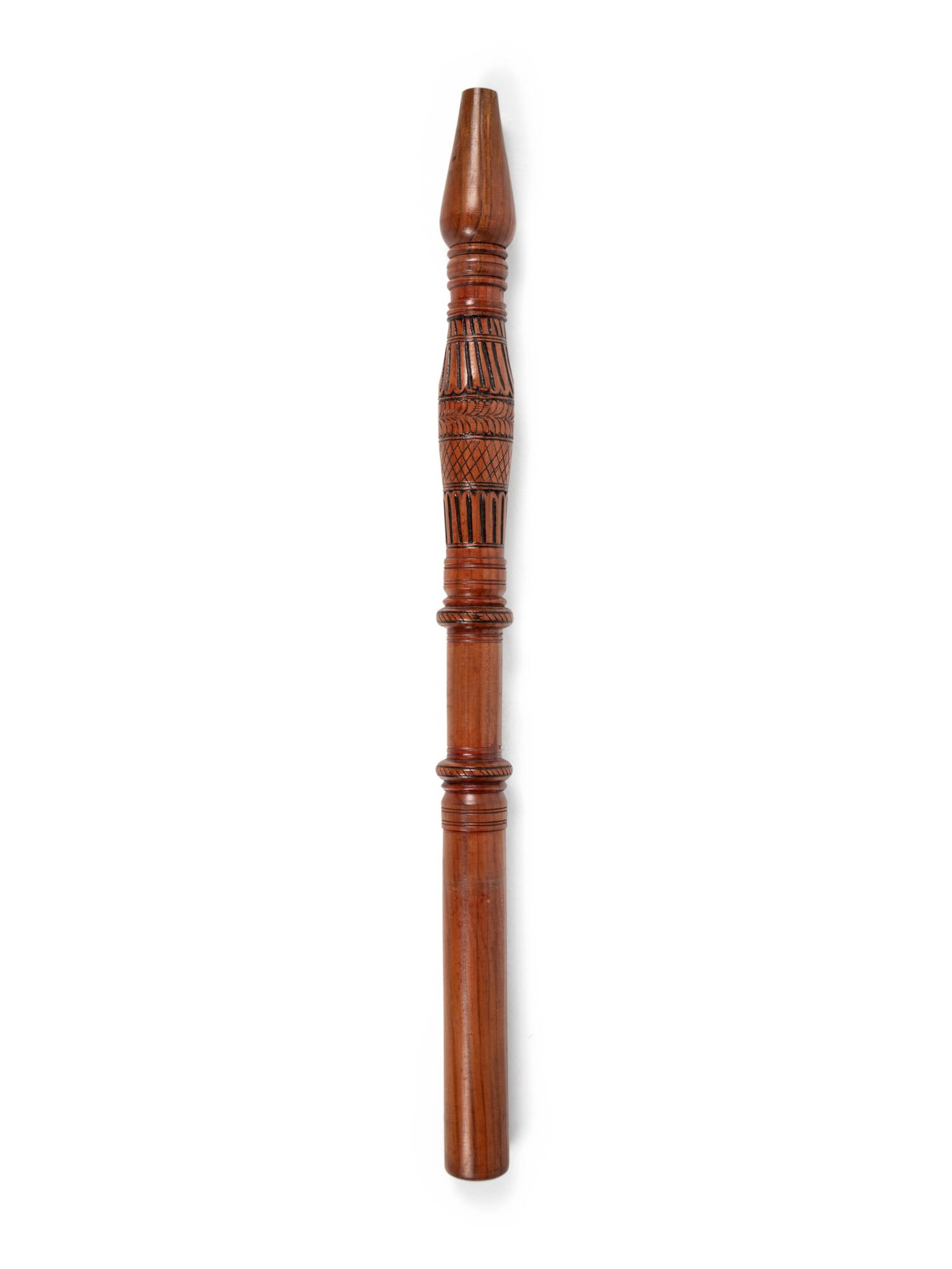 A Carved Walnut Coffee Mortar and Pestle