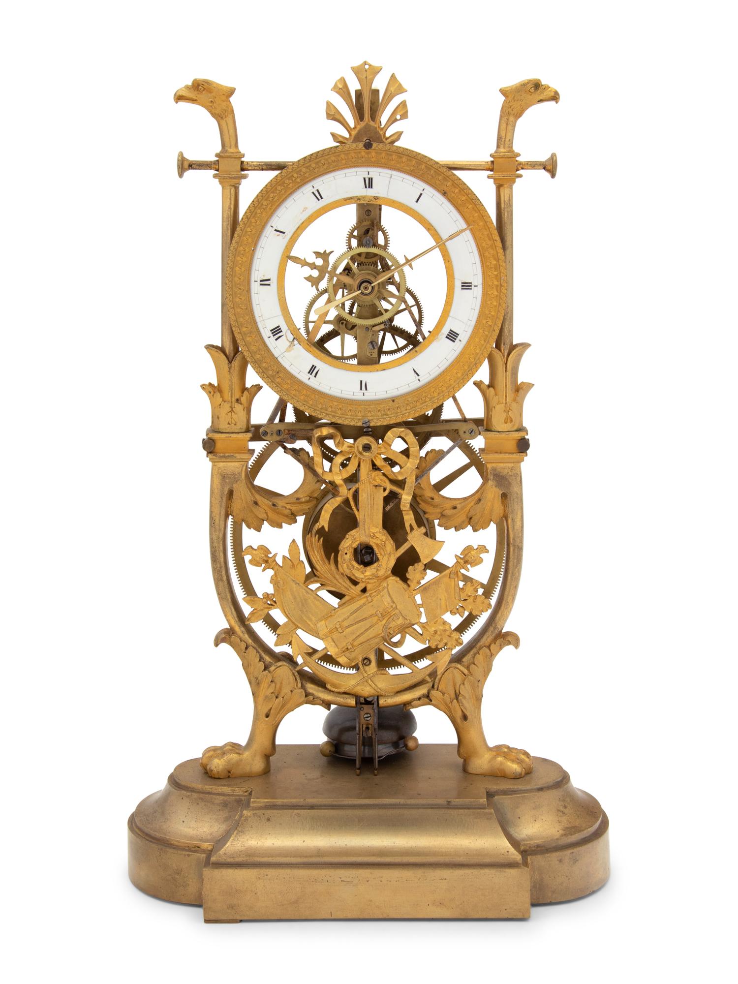 An Empire Style Gilt Bronze Mantel Clock