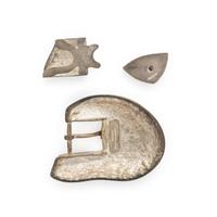 Kieselstein Cord, Sterling Silver and Enamel 'Moon and Stars' Belt Buckle, Keeper, and End Piece