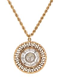 OLD EUROPEAN CUT DIAMOND AND YELLOW GOLD PENDANT NECKLACE