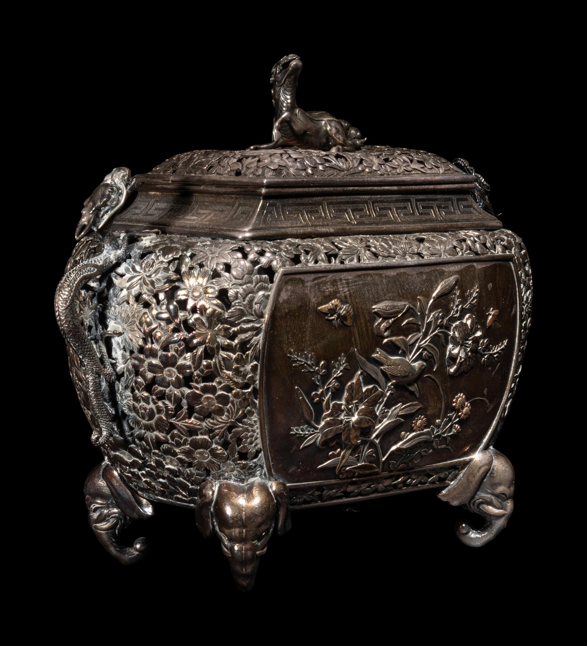 A Fine Mixed-Metal Incense Burner and Cover, Koro