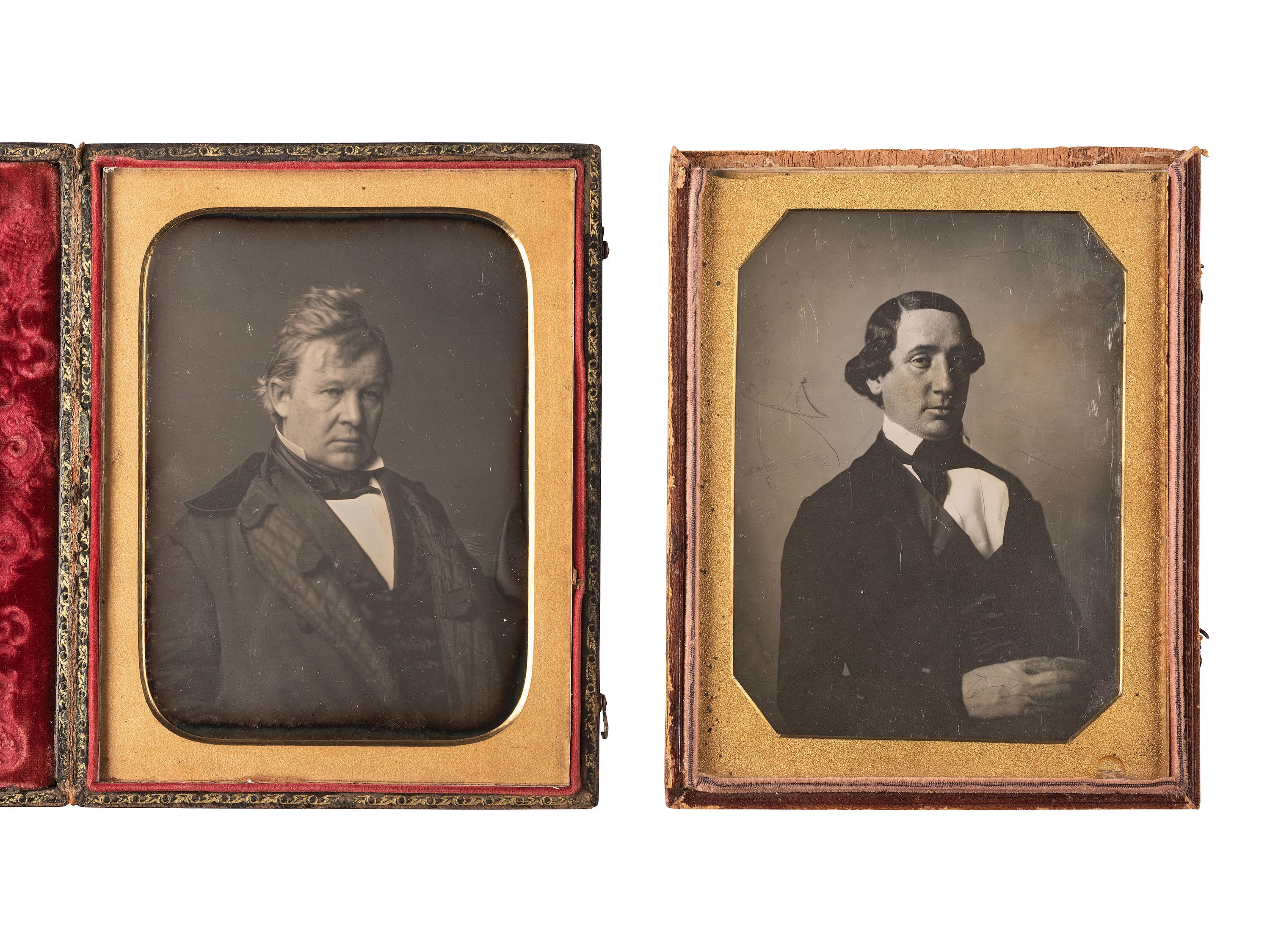 [EARLY PHOTOGRAPHY]. 7 daguerreotype portraits of men, highlighted by an example by J. GURNEY.