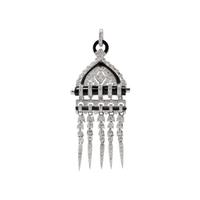 DIAMOND, BLACK ONYX, AND WHITE GOLD PENDANT NECKLACE