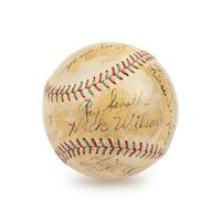 A 1930 Chicago Cubs Team Signed Autograph Baseball with Rogers Hornsby, Hack Wilson, Kiki Cuyler and Gabby Hartnett (Beckett Authentication Services Letter)