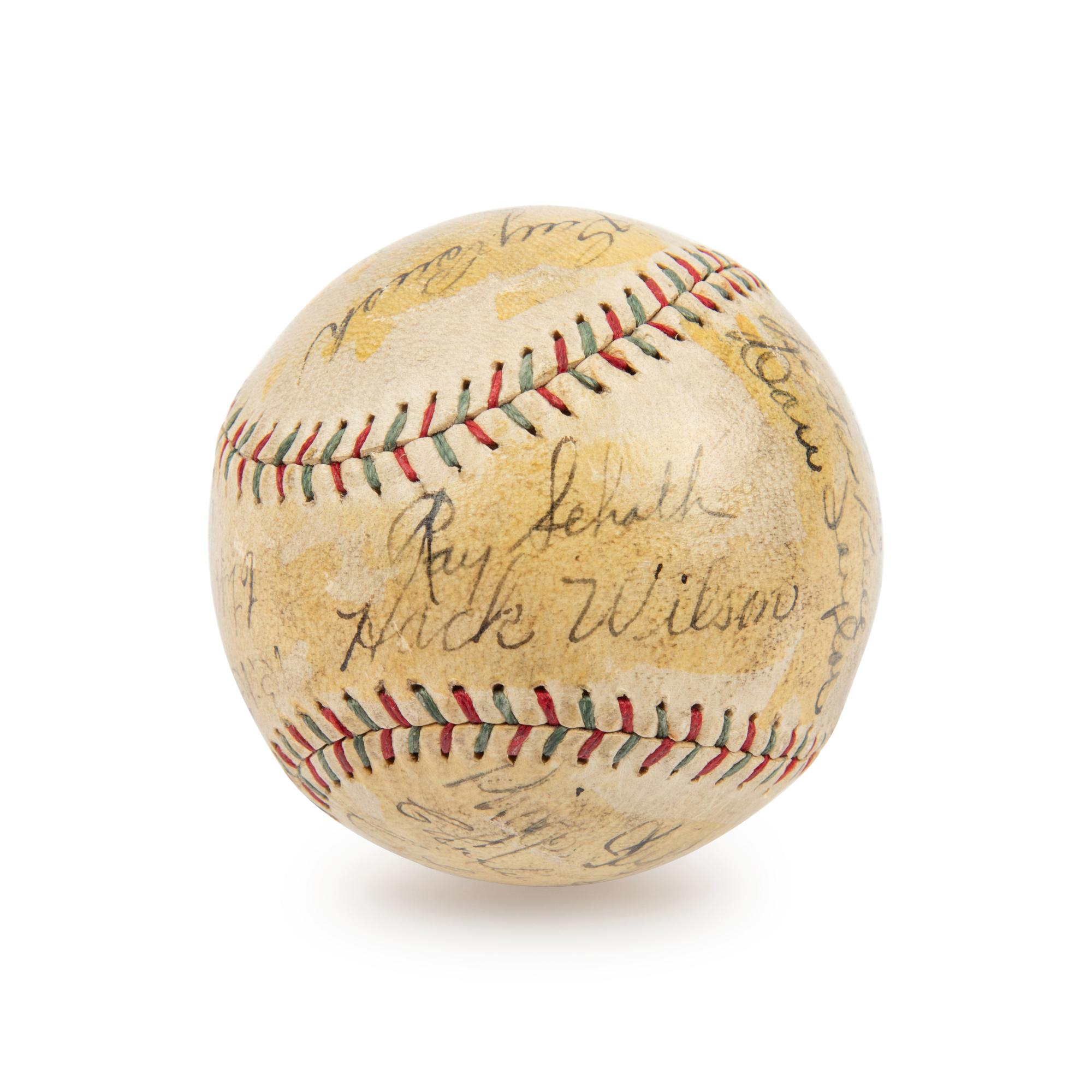 A 1930 Chicago Cubs Team Signed Autograph Baseball with Rogers Hornsby, Hack Wilson, Kiki Cuyler and Gabby Hartnett (Beckett Authentication Services Letter)