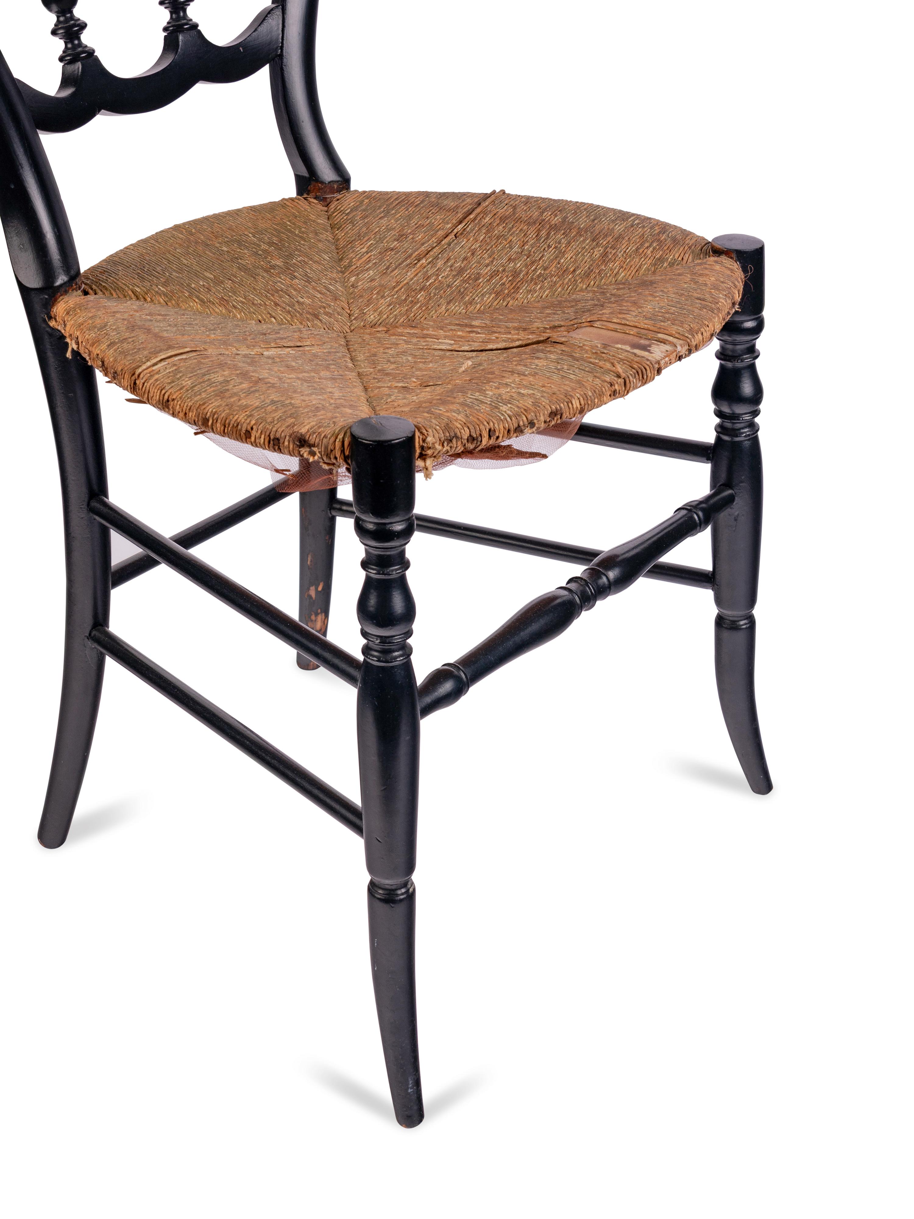 [LINCOLN ASSASSINATION]. An ebonized wooden chair purportedly used at Ford's Theatre during the performance of Our American Cousin , 14 April 1865.