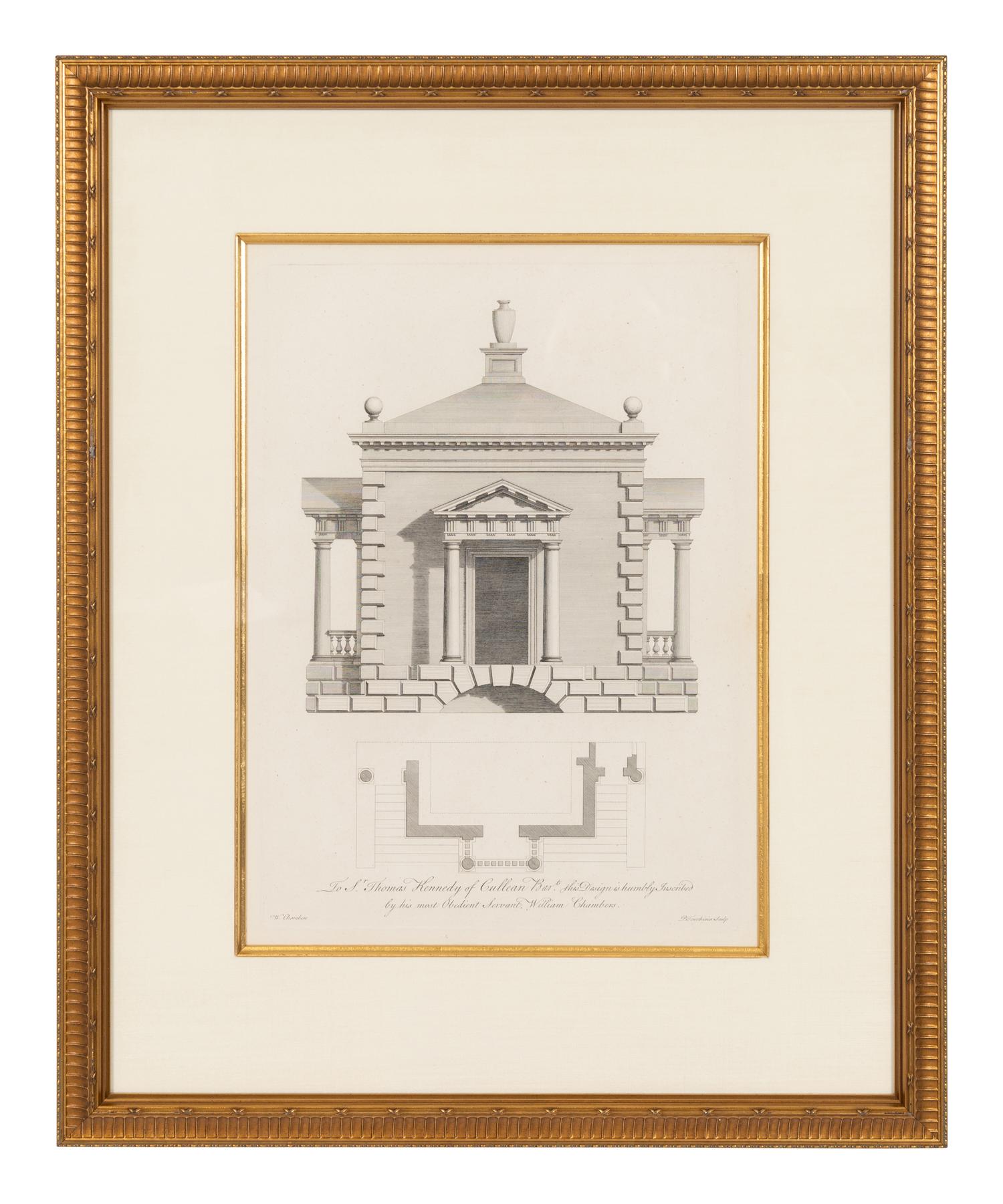 A Set of Three William Chambers (1722-1796) Architectural Study Chromolithographs