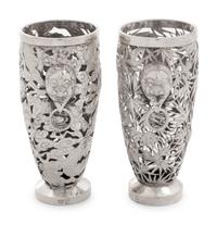 Two Chinese Export Silver Vases