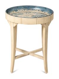 A Chinoiserie Decorated Blue and While Painted Side Table