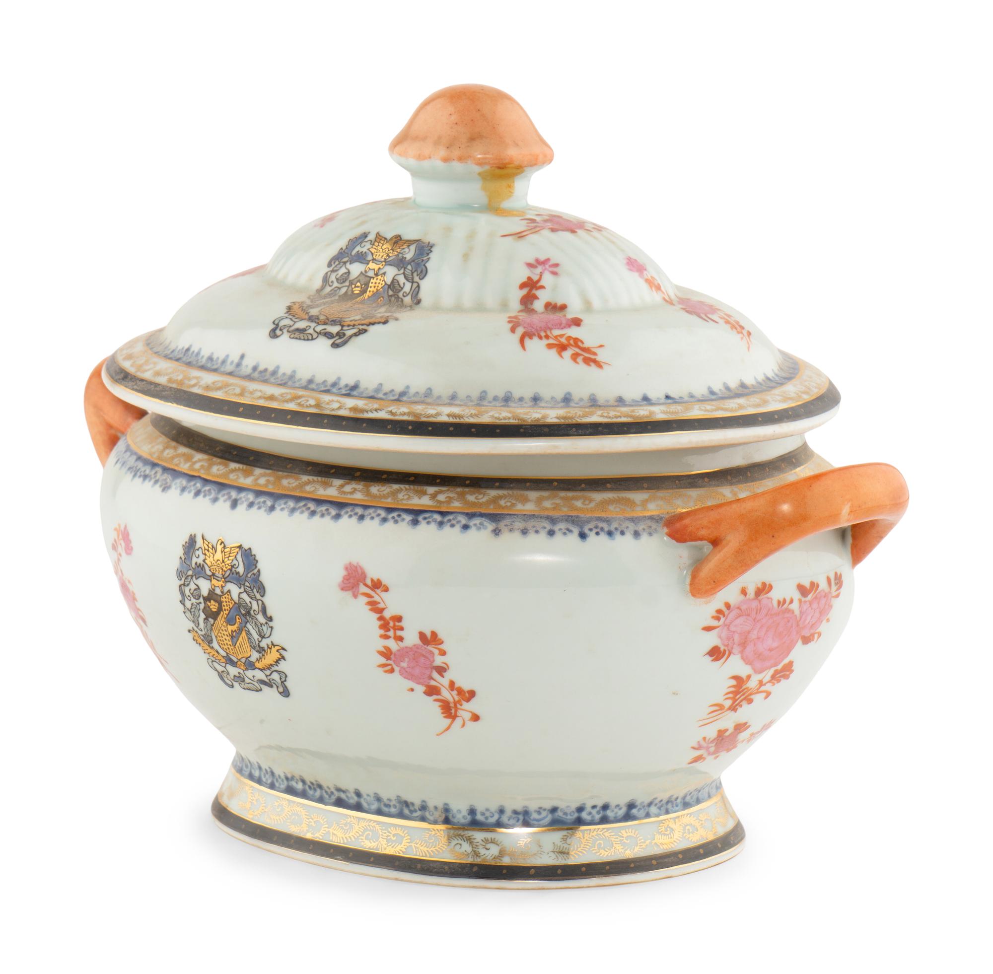 A Chinese Export Armorial Porcelain Tureen