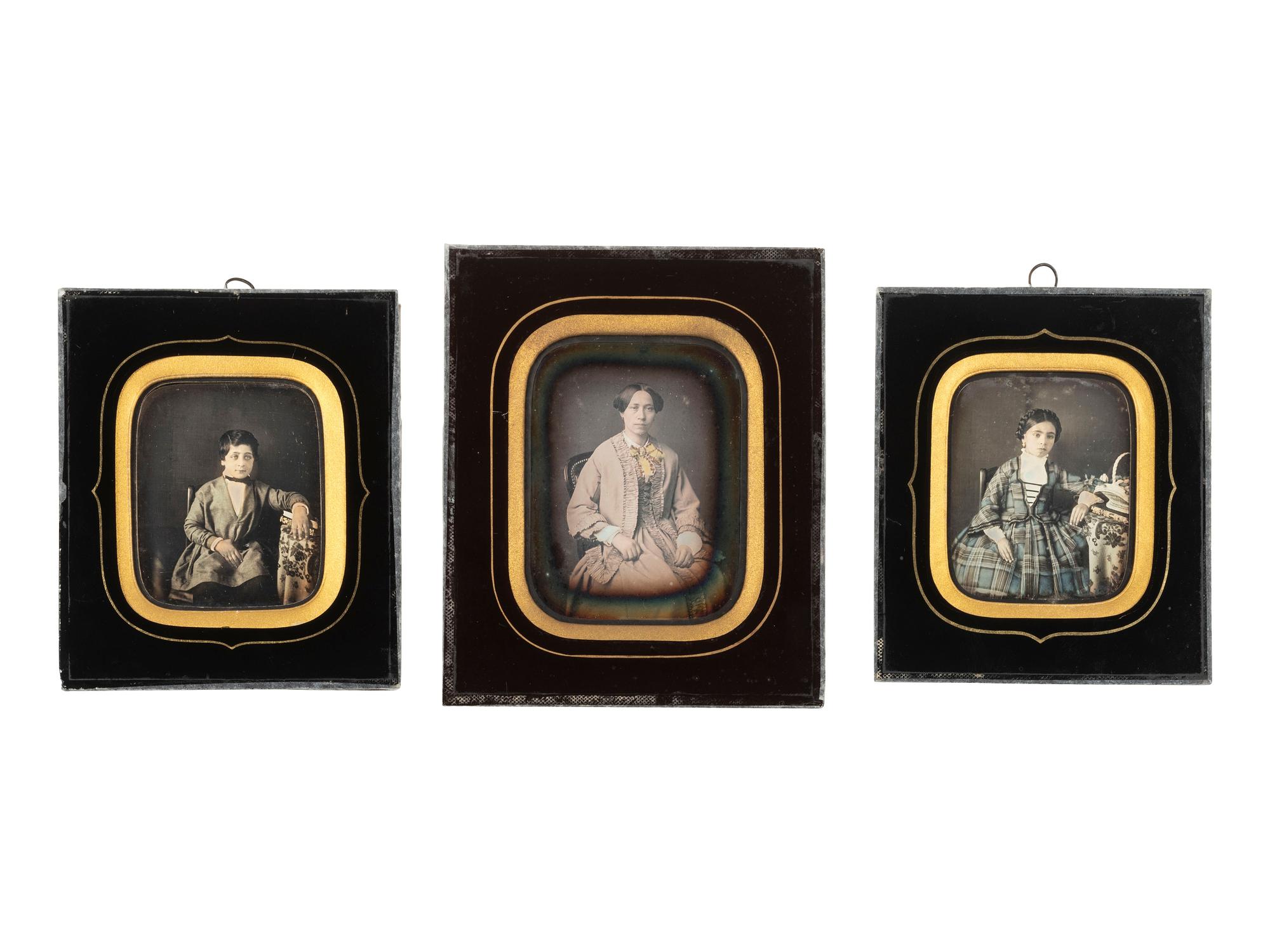[EARLY PHOTOGRAPHY]. MICHAUT, photographer. A trio of 3 daguerreotypes of a French mother and her two children. Paris.