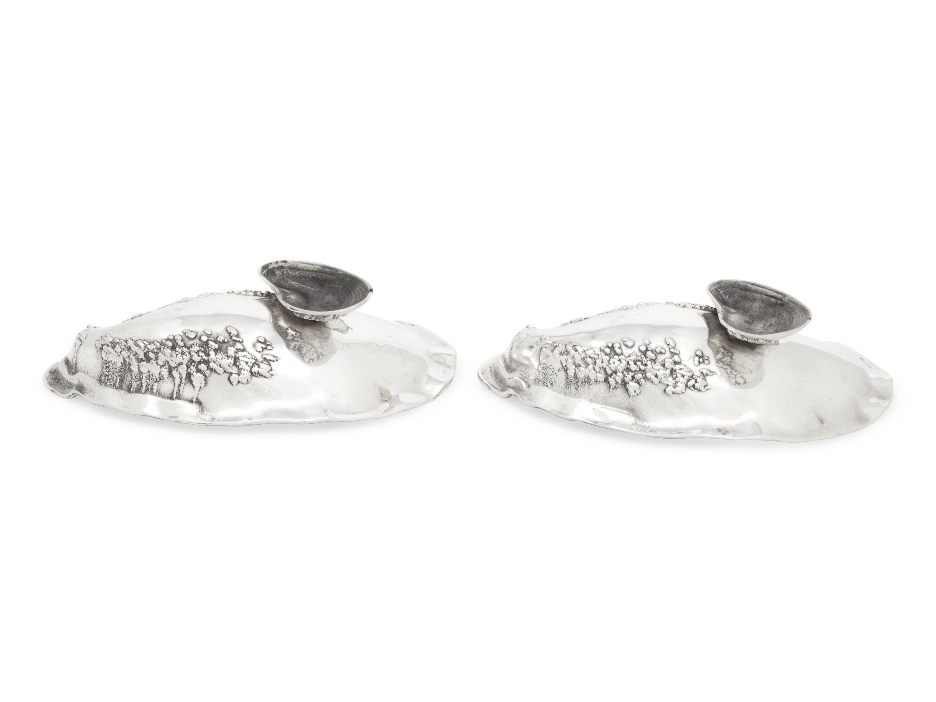 A Pair of Gorham Narragansett Silver Oyster Dishes