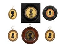 Six Verre Eglomise Silhouettes of Ladies